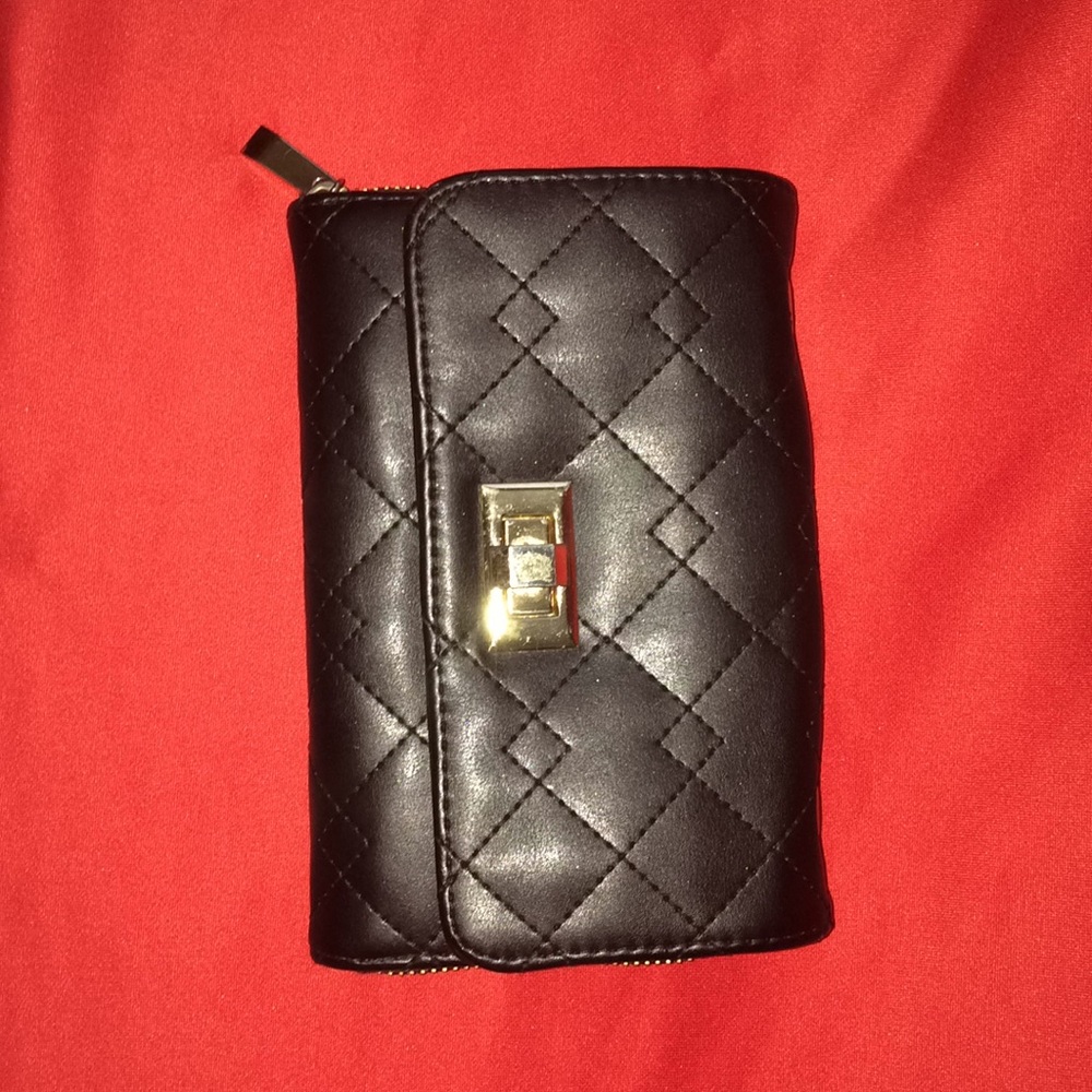 Black and gold wallet clutch